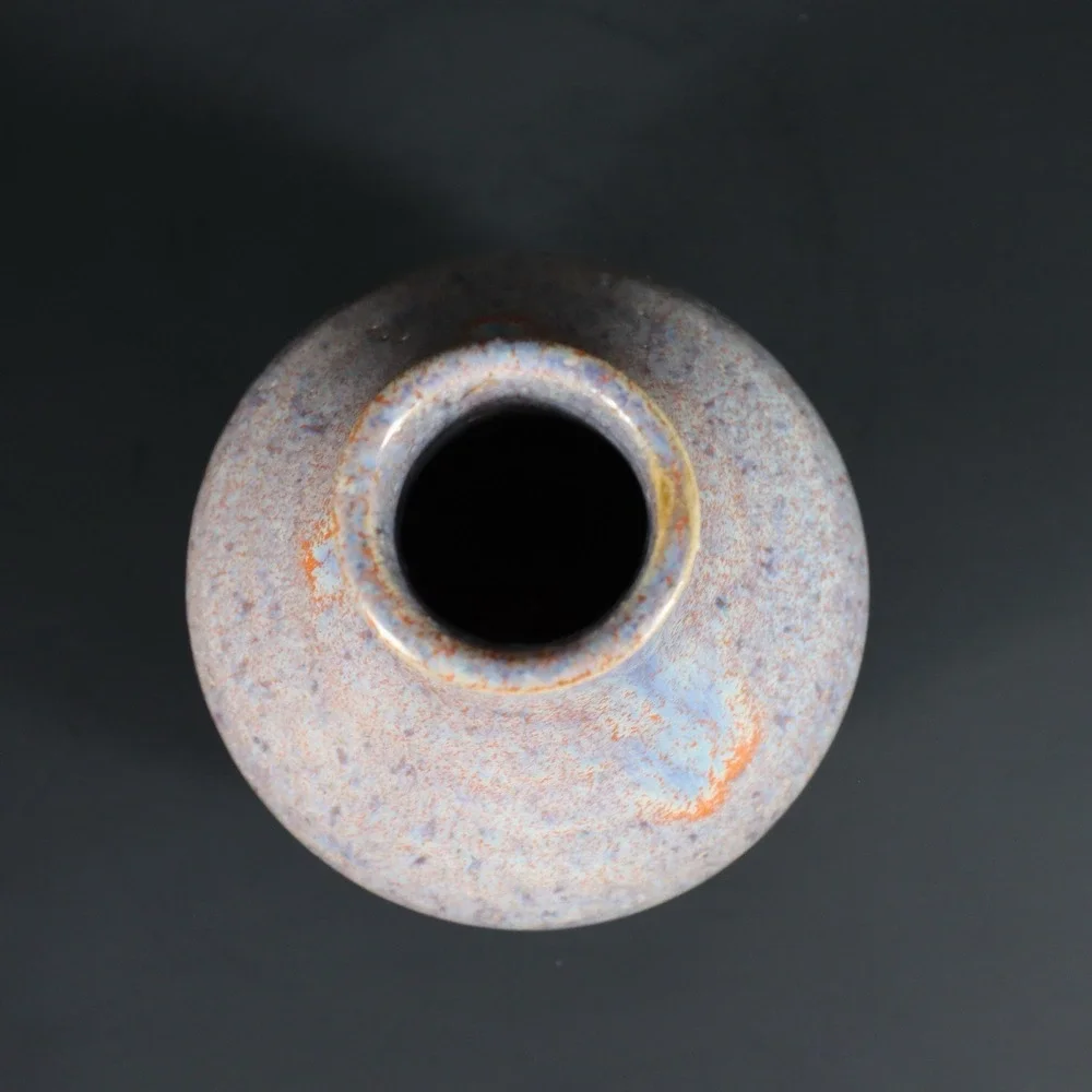Art‎ Pottery Blue Orange Drip Glaze Vibrant Vase Signed By Artist